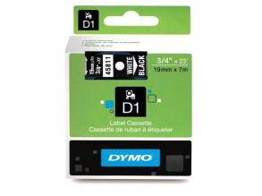 Dymo D1 19mmx3,5m fehér/fekete feliratozógép szalag