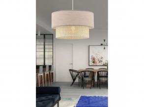 Opviq, 390FLH2503, Elegáns csillár fém testtel, krémszínű és bézs pamut sapkával (30x30 cm, 20 cm magas) | CE minősítésű, E27 al