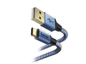 Hama 201558 FIC E3 USB Type-C "Reflective" 1,5m, kék adatkábel