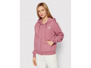 Embroidered Star Chevron Full Zip Hoodie Ft Converse női pink/fehér színű kapucnis pulóver