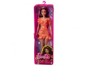 Barbie Fashionistas: Barátnő baba narancssárga mintás ruhában - Mattel