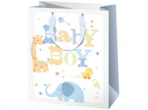 Exkluzív közepes Baby Boy ajándéktáska 18x23x10cm