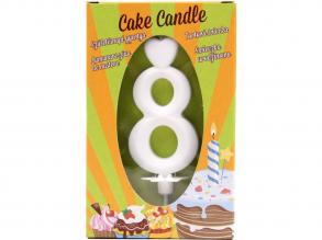 Számgyertya 8 - fehér