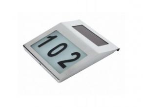 Led lámpatest , napelemes , oldalfali , házszám kijelzéssel , 0.1 Watt , hideg fehér , kültéri , IP65