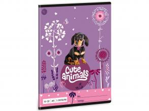 Ars Una: Cute Animals - Puppy tacskós 3.osztályos vonalas füzet A/5