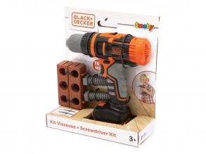 Smoby Black & Decker játék fúrógép csavarhúzó készlettel, 7 részes.
