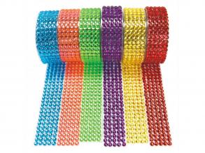 Colourations - műanyag drágaköves szalag, színes, 6 darabos
