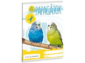 Cuki állatok - Papagájok kockás füzet A/5