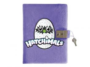 Hatchimals plüss borítású lila kulcsos napló 15x20cm