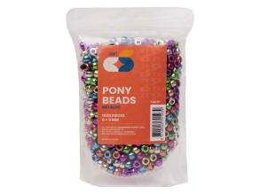 Colorationen - Pony-gyöngyök fémes 6x9 mm, 1000 darab