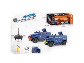 RC Páncélozott távirányítós rendőrautó fényekkel 1/16 kétféle változatban