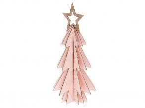 Dekorációs figura rózsaszín színű karácsonyfa, tetején csillaggal