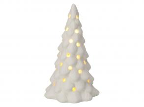 LED-es porcelán karácsonyfa, 6 darabos készlet
