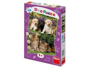 Kutyák és macskák 2 x 48 darabos puzzle