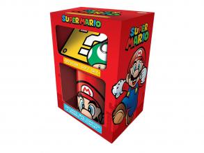 Super Mario ajándékkészlet  Bögre, alátét és kulcstartó
