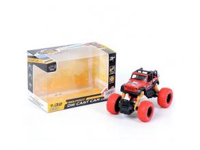 Off-Road hátrahúzós piros Jeep terepjáró 1/32