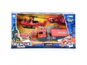 Rescue Team tűzoltósági játék szett járművekkel