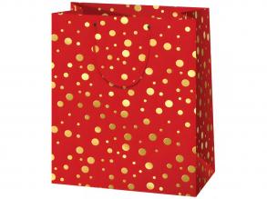 Karácsonyi piros-arany közepes méretű ajándéktáska 18x23x10cm