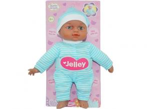 Jelley baba kék csíkos ruhában 25cm