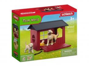 Schleich Farm World  Kutyaház Golden Retriever kutyusokkal játékszett (42722)