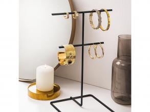 Elegáns fekete fém ékszertartó rendszer, 15 cm átm