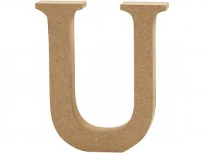 Natúr U betű MDF fából - 8 cm - 1 db