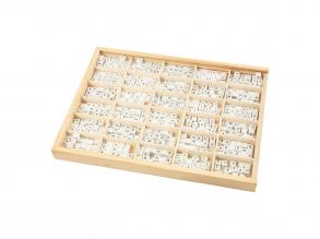 Fából készült betűgyöngyök, fehér, A-Z, 750 db.