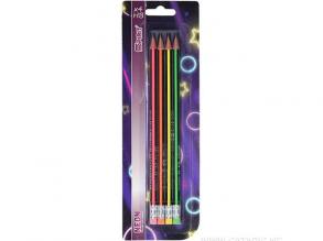 Spirit: Háromszögletű HB neon grafitceruza radírral 4db-os szett