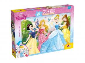 Disney Hercegnők 2 az 1-ben 60db-os puzzle és színező 50x35cm - Lisciani