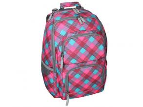 Spirit: E-Bag pink és türkiz kockás lekerekített iskolatáska, hátizsák