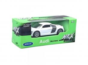 Welly: Audi R8 V10 fehér kisautó modell 1/64