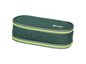 Spirit: Sötét és világoszöld színű ovális emeletes tolltartó 23x10cm