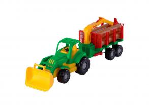 Cavallino Classic traktor utánfutóval és fával, 61 cm