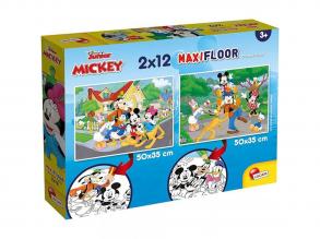 Mickey egér 2 az 1-ben 2x12db-os maxi puzzle és színező - Lisciani