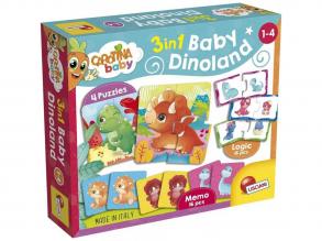 Carotina baby: Dinoland 3 az 1-ben memo, puzzle és párosító játék - Lisciani