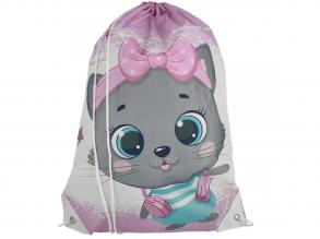 Spirit: Gray Kitty szürke cicás tornazsák, sportzsák 33x47cm