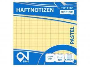 Spirit: Kockás pasztell sárga 100 lapos öntapadós jegyzettömb 75x75mm