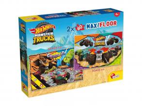 Hot Wheels Monster trucks 2 x 60db-os maxi padló puzzle 50x35cm - Lisciani