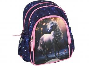 Spirit: Fehér ló mintás lekerekített iskolatáska, hátizsák 24x13x31cm