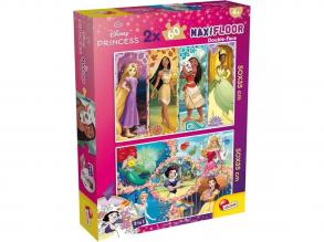 Disney Hercegnők 2 az 1-ben maxi 2x60db-os puzzle és színező 50x35cm - Lisciani