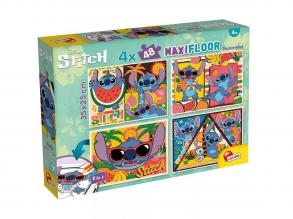Disney Stitch 2 az 1-ben maxi 4x48db-os puzzle és színező 35x25cm - Lisciani