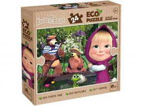 Mása és a medve a tavon 2 az 1-ben 24db-os Eco maxi puzzle és színező 70x50cm - Lisciani