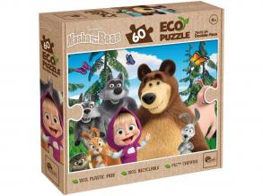 Mása és a medve 2 az 1-ben 60db-os Eco puzzle és színező 70x50cm - Lisciani