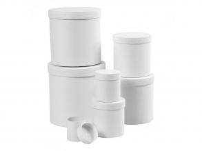 Kerek dobozok, fehér, 7 db