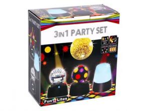 Diszkóparti 3 az 1-ben party szett, elemes