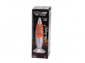 Színváltós csillámos lávalámpa, LED, 19 cm