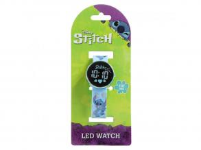 Stitch kerek LED digitális karóra, cserélhető elemmel