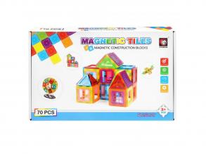 Mágneses lapos építőszett, 70 darabos