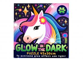 Sötétben világító egyszarvú puzzle  50 darabos