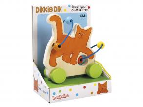 Húzható fa cica figura motorikus spirállal, 20 x 15,5 x 10,5 cm